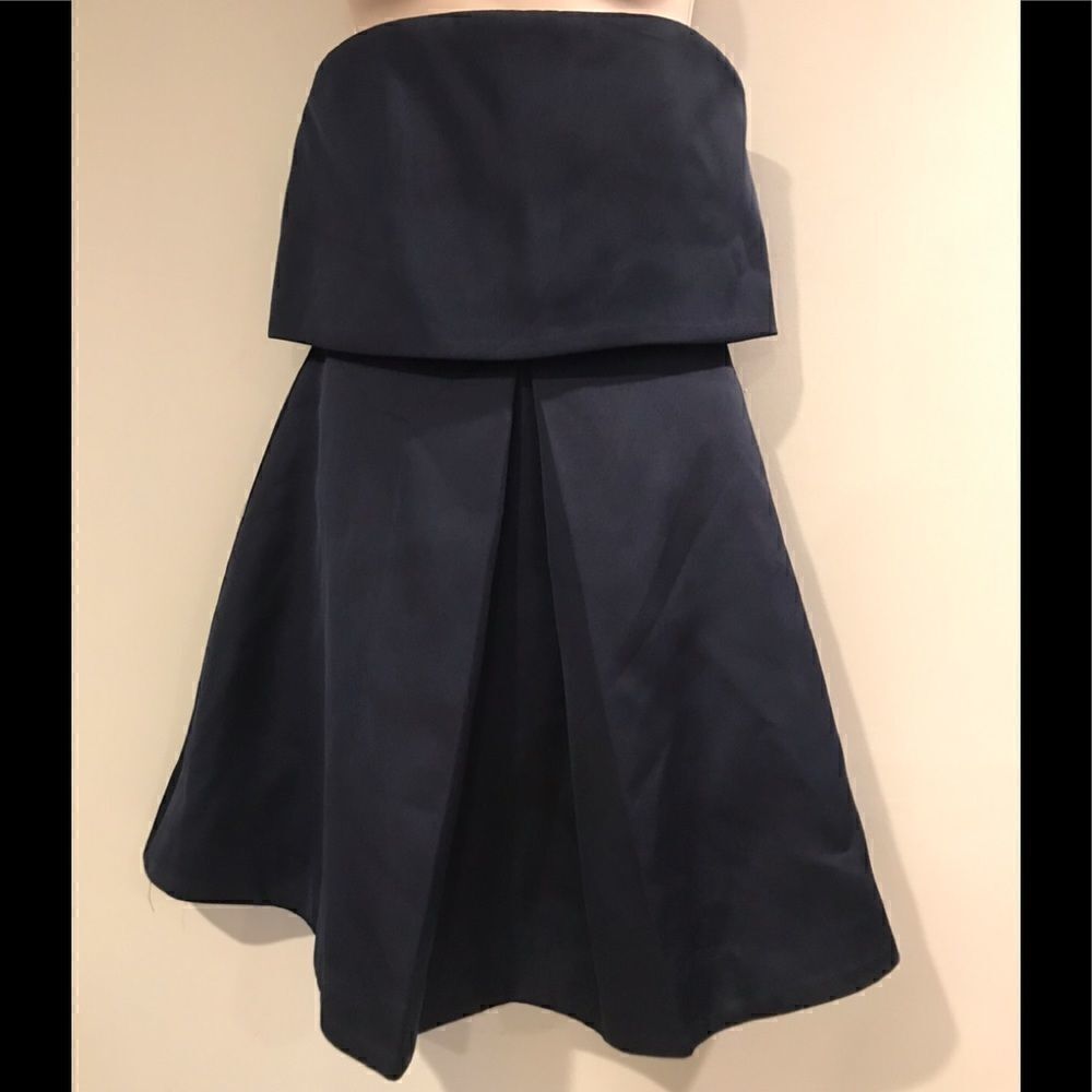 Keepsake The Label Strapless Bandeau Mini Dress Blue Satin Pleated Size S - Picture 3 of 9